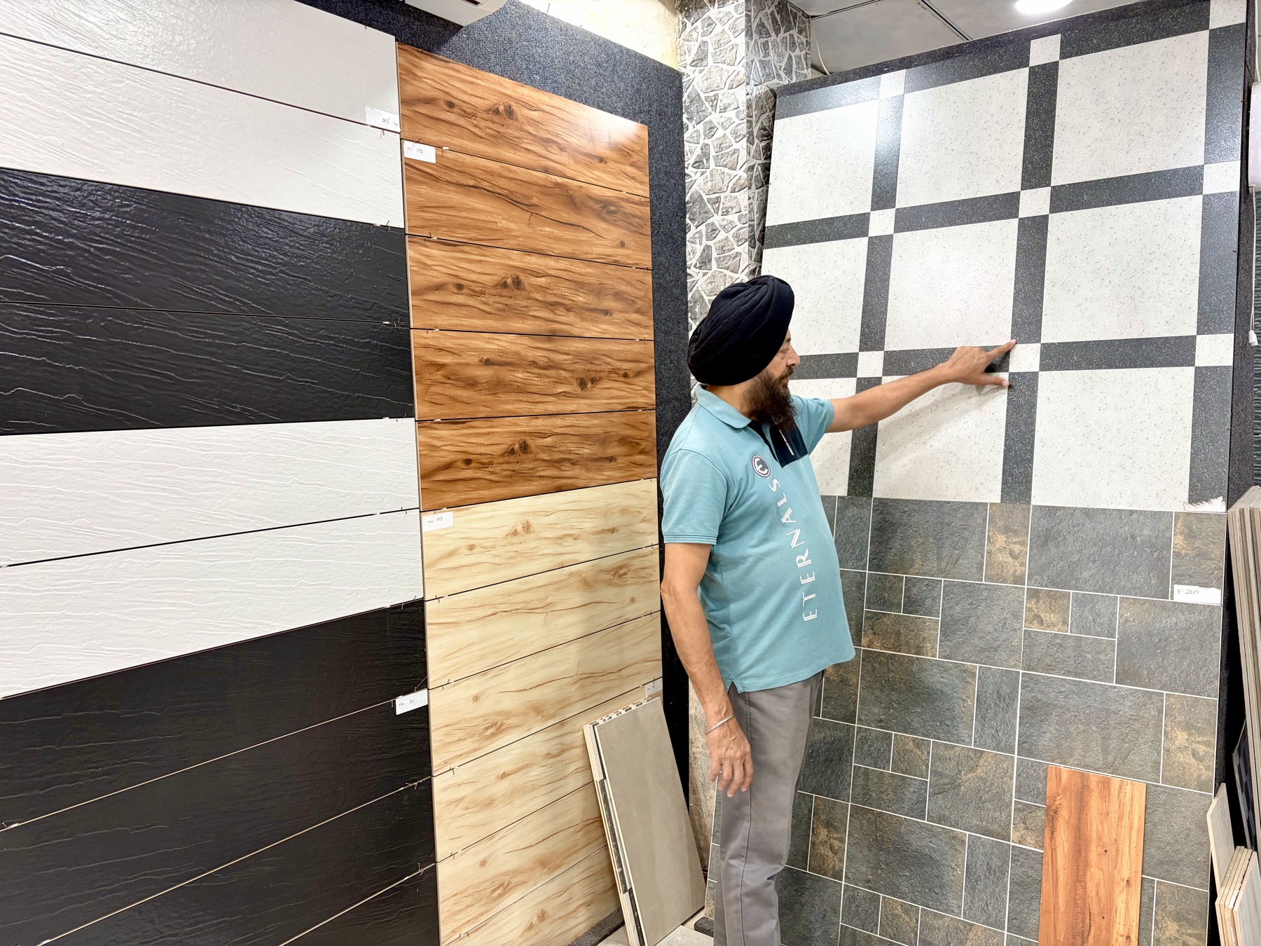 Ravinder Bir Singh with elevation stone tiles