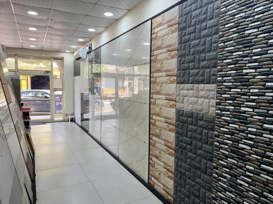 Textured bathroom wall tile pattern