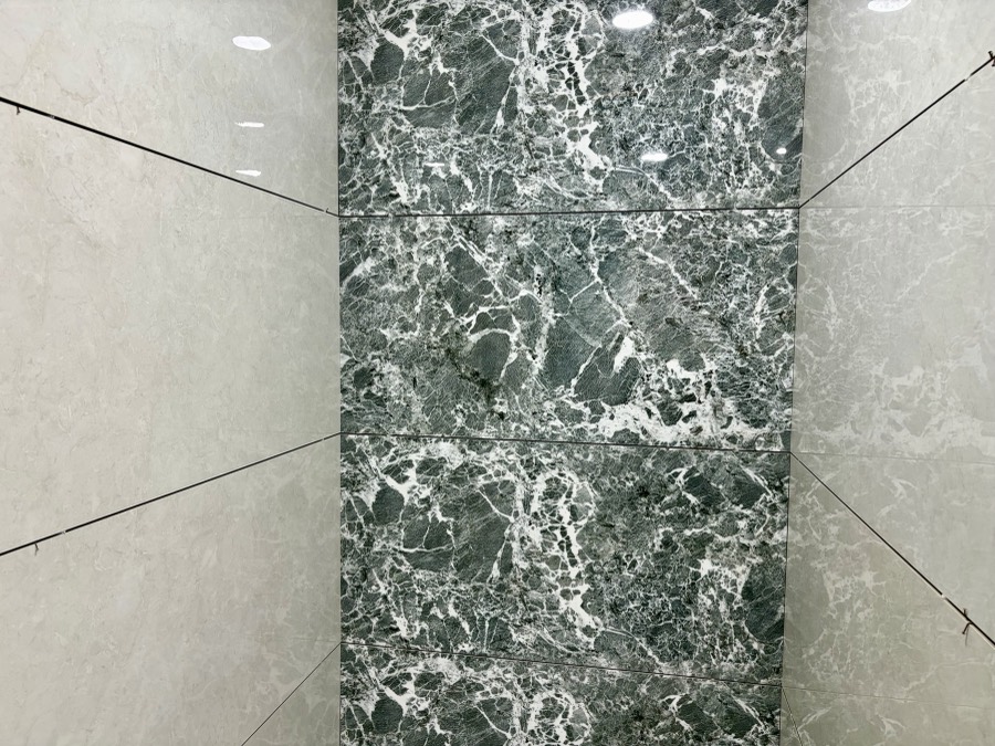 Marble finish tile flooring