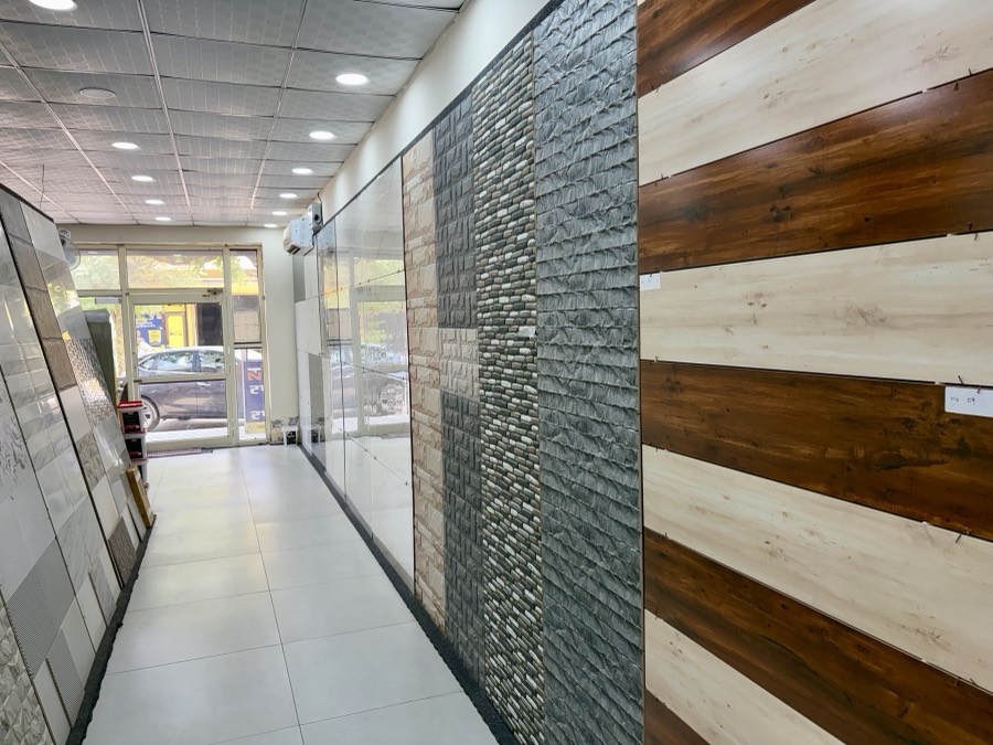 Elevation stone tiles display