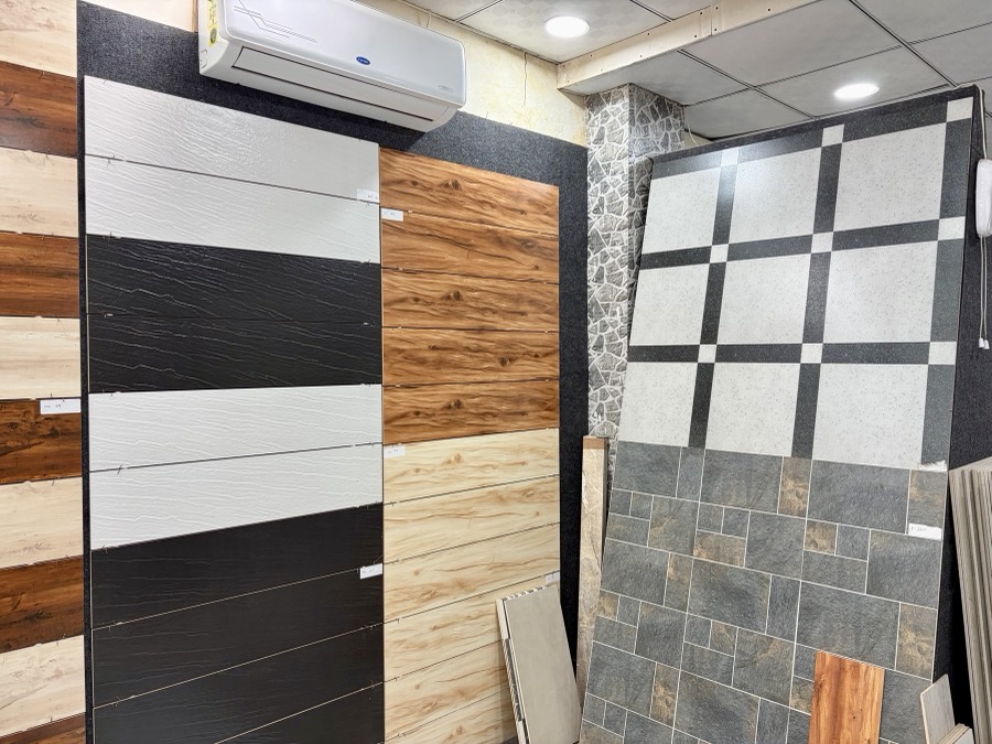 Elevation stone tile wall display