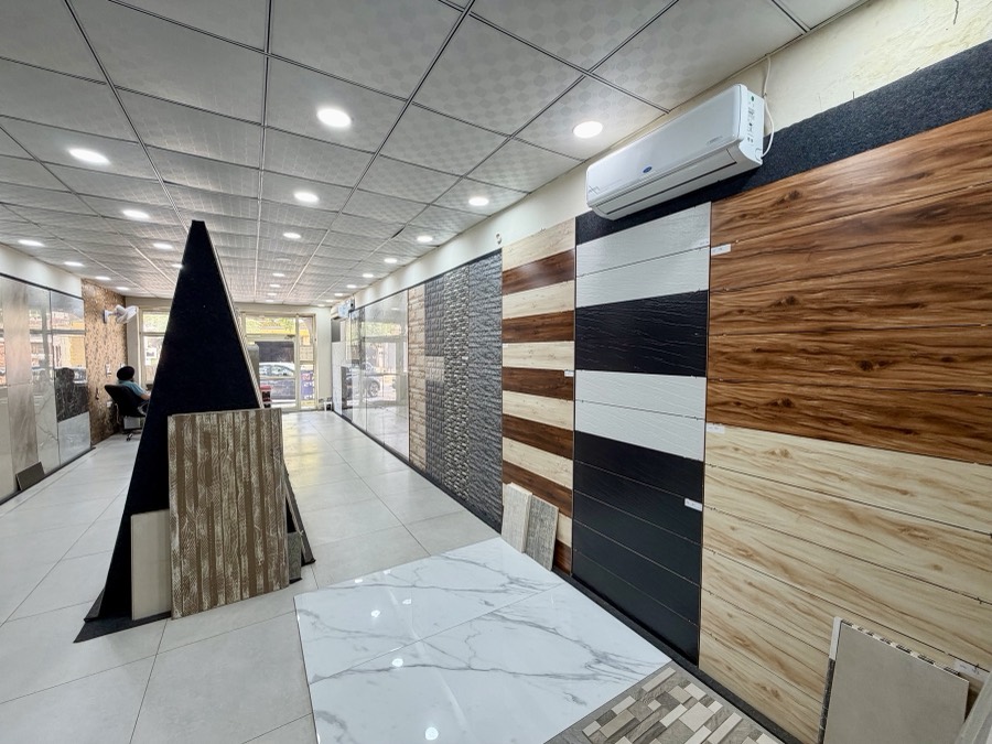 Showroom aisle of floor and wall tiles